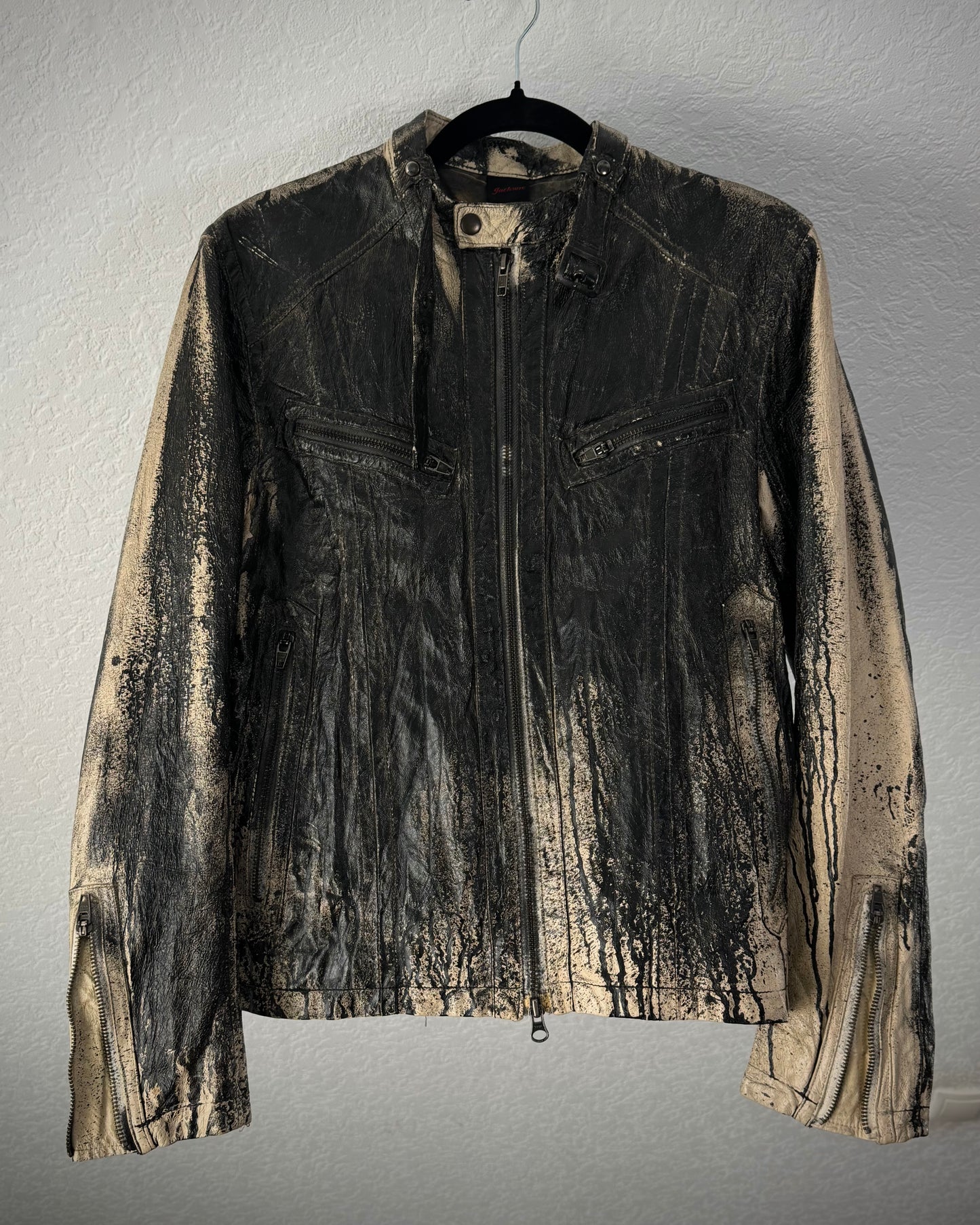 Jack Rose Smear Fade Textured Leather Jacket