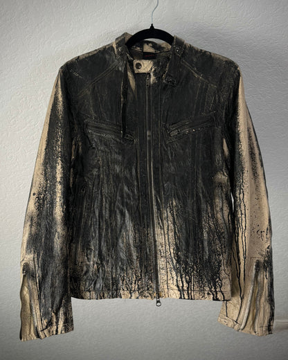 Jack Rose Smear Fade Textured Leather Jacket