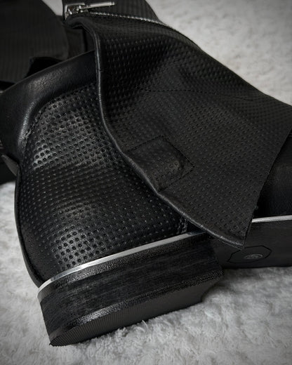 Grained Flap Over Leather Boots