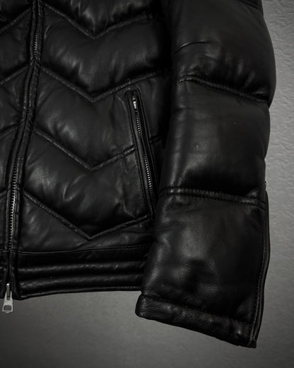 Jack Rose Chunky Fur Leather Puffer Jacket
