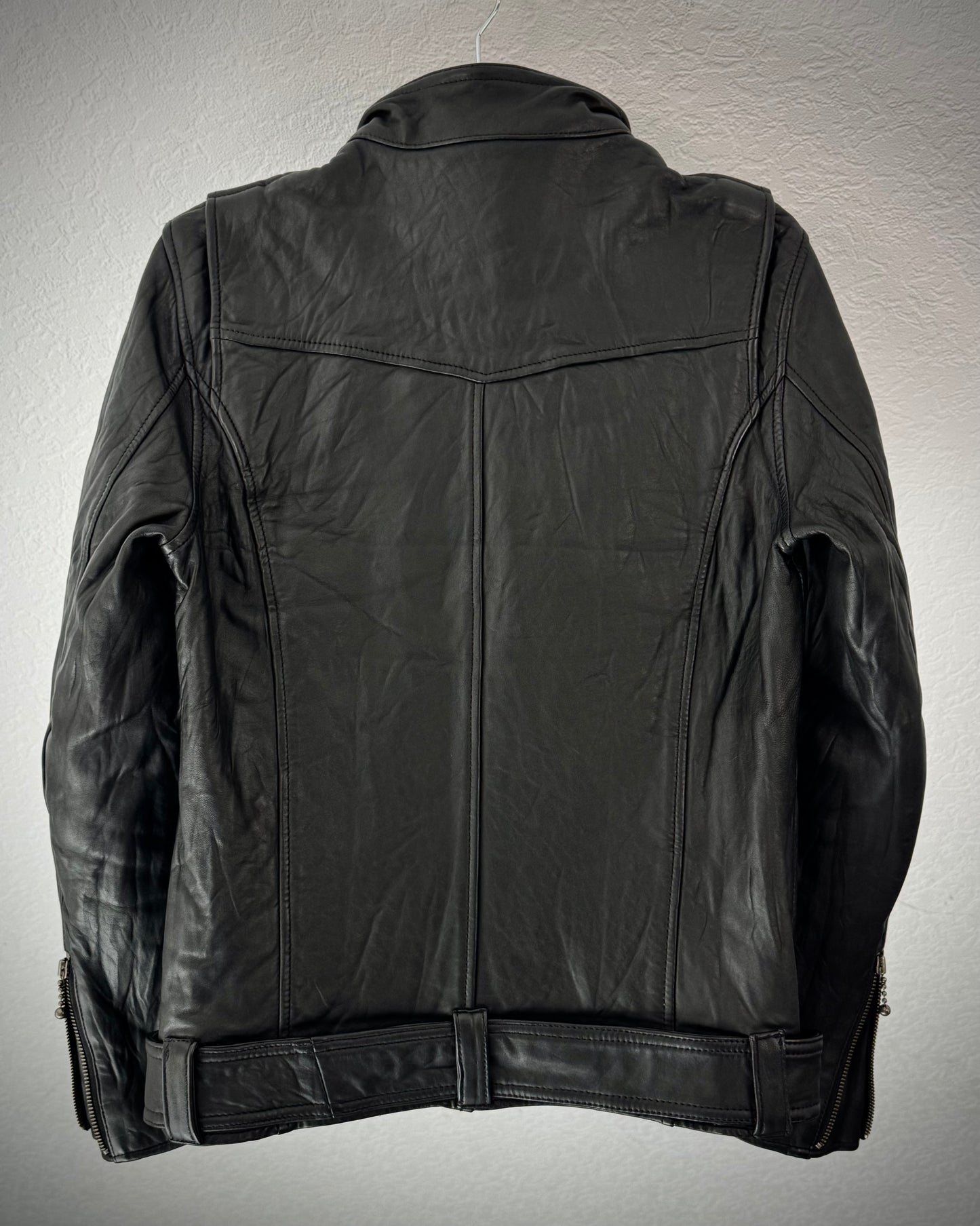 Glamb 3D Pocket Belted Leather Jacket