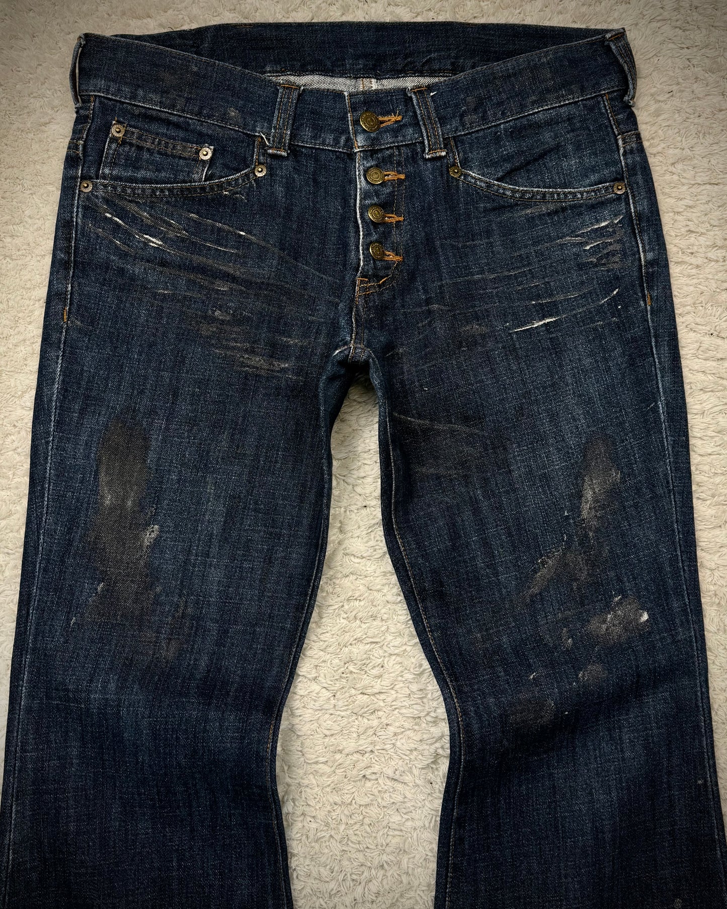 Tornado Mart Whisker Coated Backlace Flared Jeans