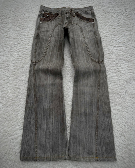 Semantic Design Python Detailed Earthy Bootcut Jeans