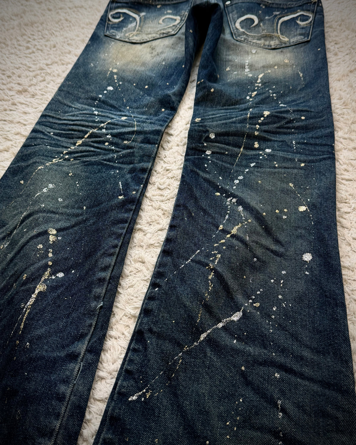 Lagust Luster Splatter Whisker Washed Bootcut Jeans