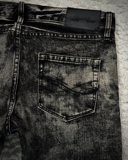 CavariA Ash Clawmarks Washed Flared Jeans