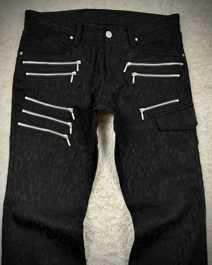Tornado Mart Leopard Woven Zippered Bootcut Pants