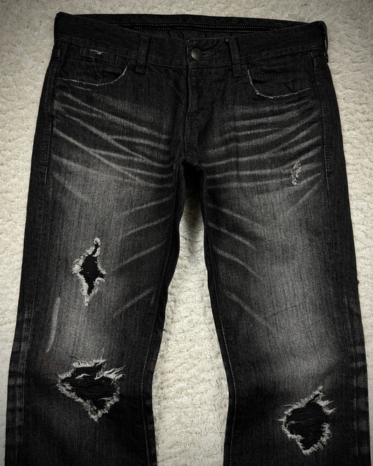 Murder License Whisker Washed Distressed Bootcut Jeans