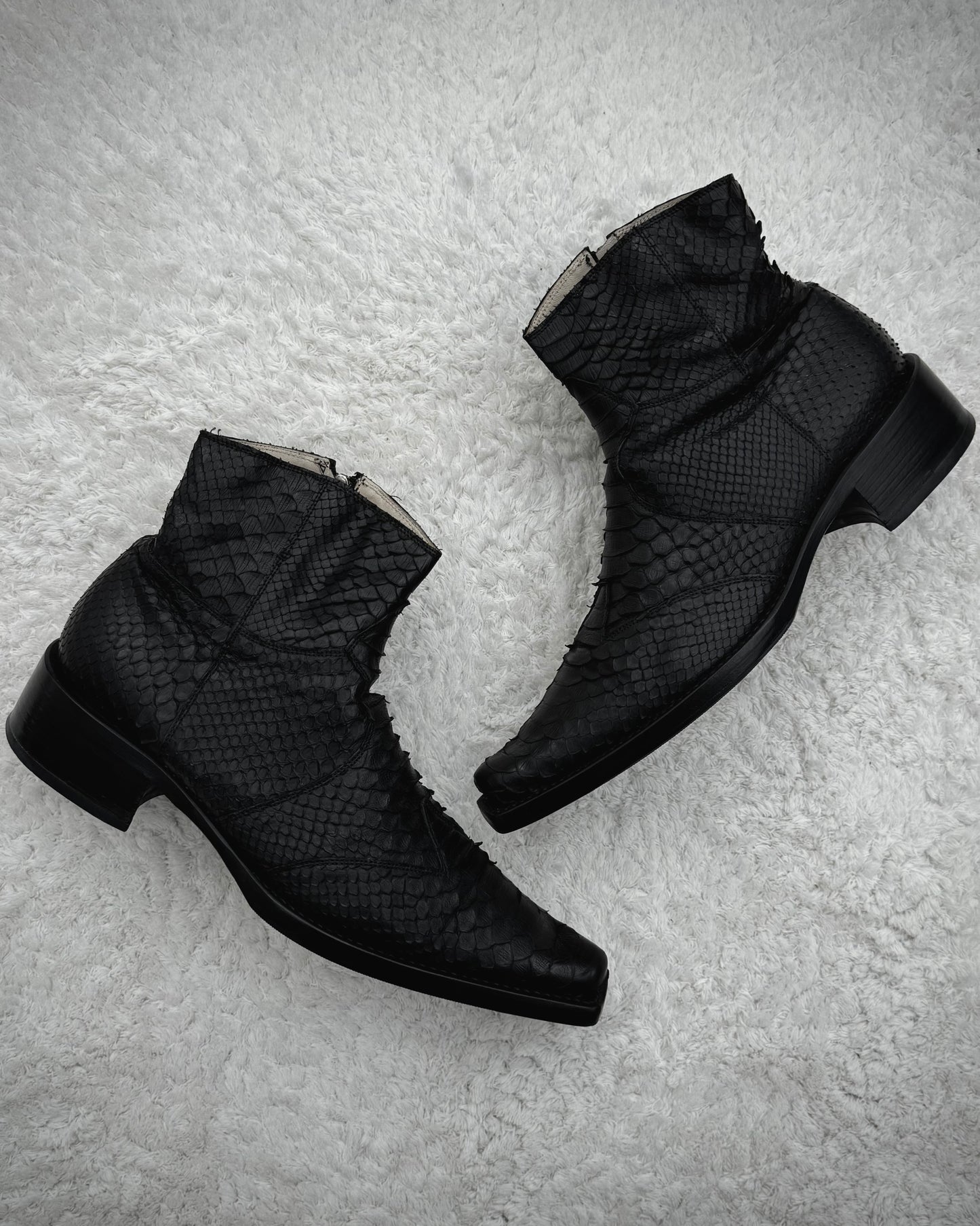 Rewind Pointed Python Leather Boots