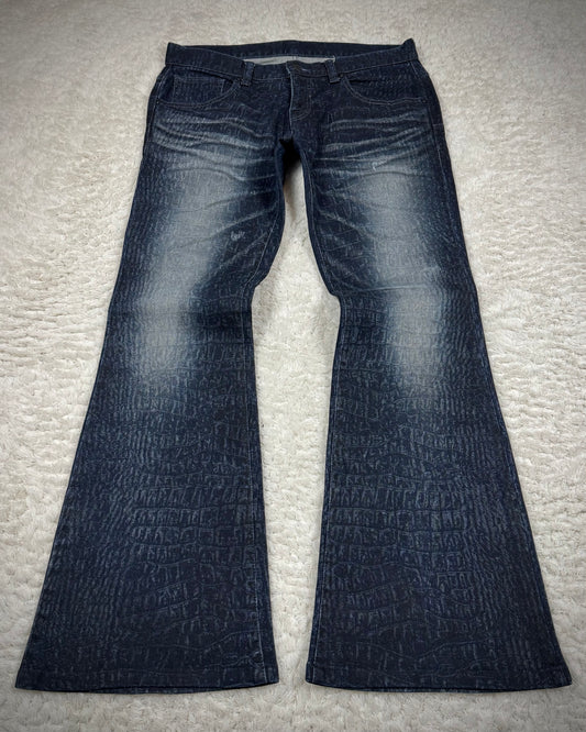 Tornado Mart Crocodile Washed Flared Jeans