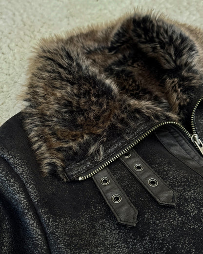 Difference Rupert Cracked Wax Fur Jacket