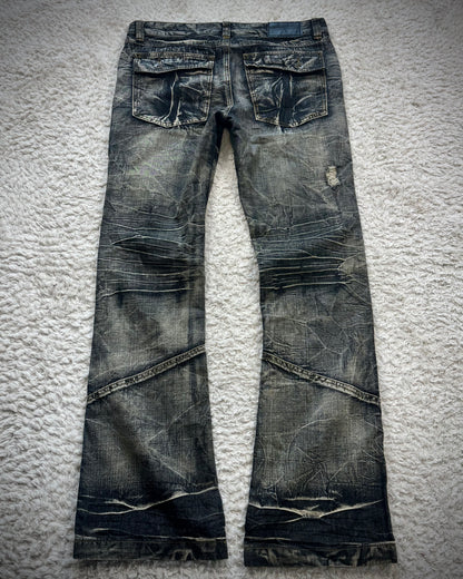 Black Crown Clawmarks Washed Flared Jeans