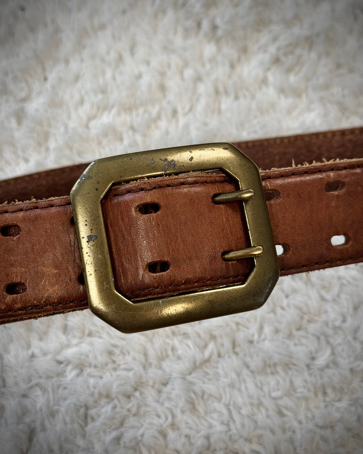 Huvrock Python Cone Studded Double Punched Leather Belt