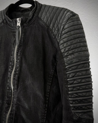 Tigha Waxed Leather Biker Jacket