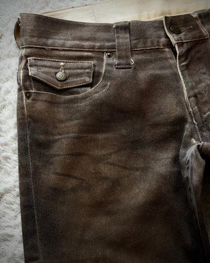 Tornado Mart Flap Mud Whisker Washed Spiral Flared Jeans