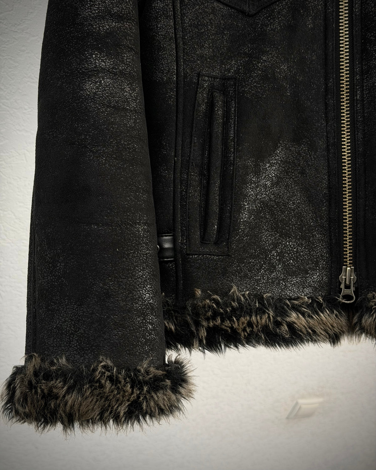 291295=HOMME Luster Textured Full Fur Jacket