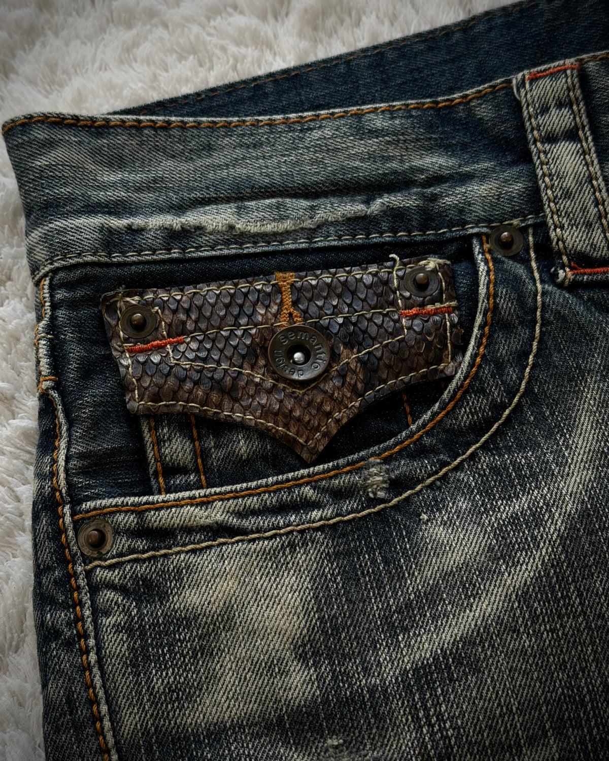 Semantic Design Python Detailed Spiral Flared Jeans