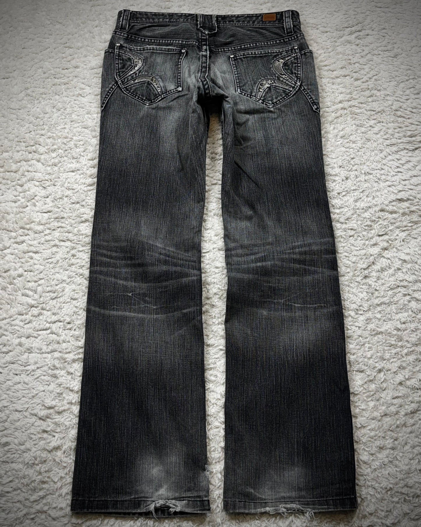 Nicole Club Python Detailed Whisker Washed Bootcut Jeans