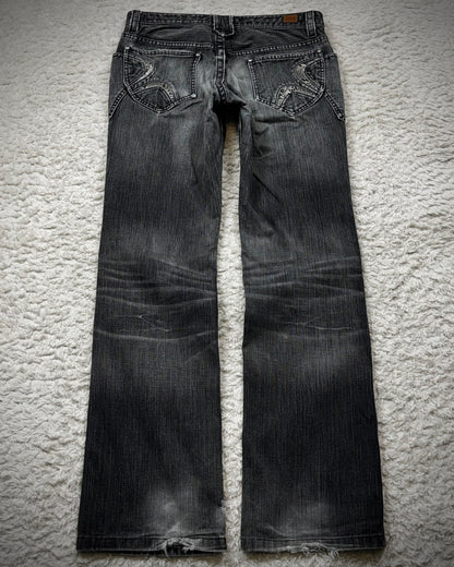 Nicole Club Python Detailed Whisker Washed Bootcut Jeans