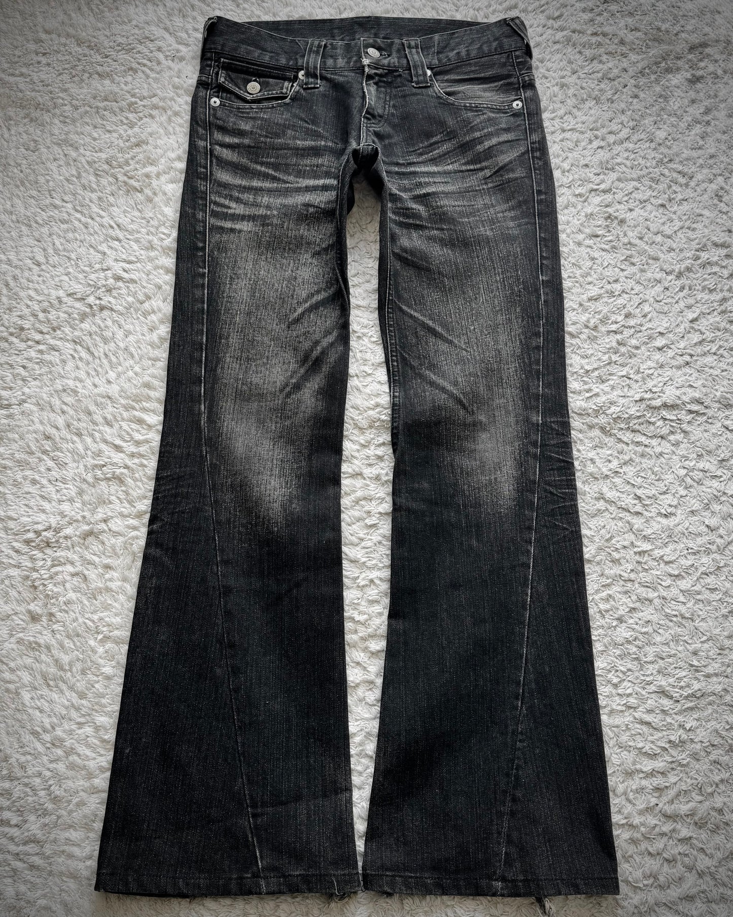 Tornado Mart Clawmarks Washed Spiral Flared Jeans