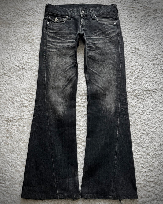 Tornado Mart Clawmarks Washed Spiral Flared Jeans