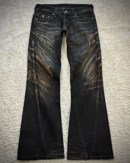 Tornado Mart Mud Clawmarks Washed Spiral Flared Jeans