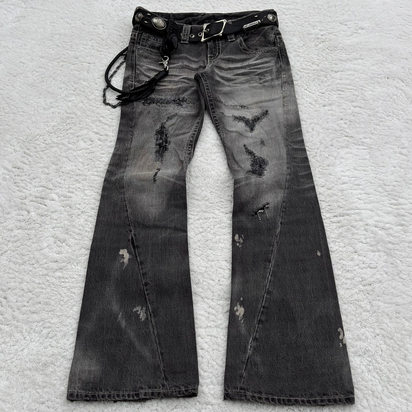 Tornado Mart Pierced Crash Flared Jeans