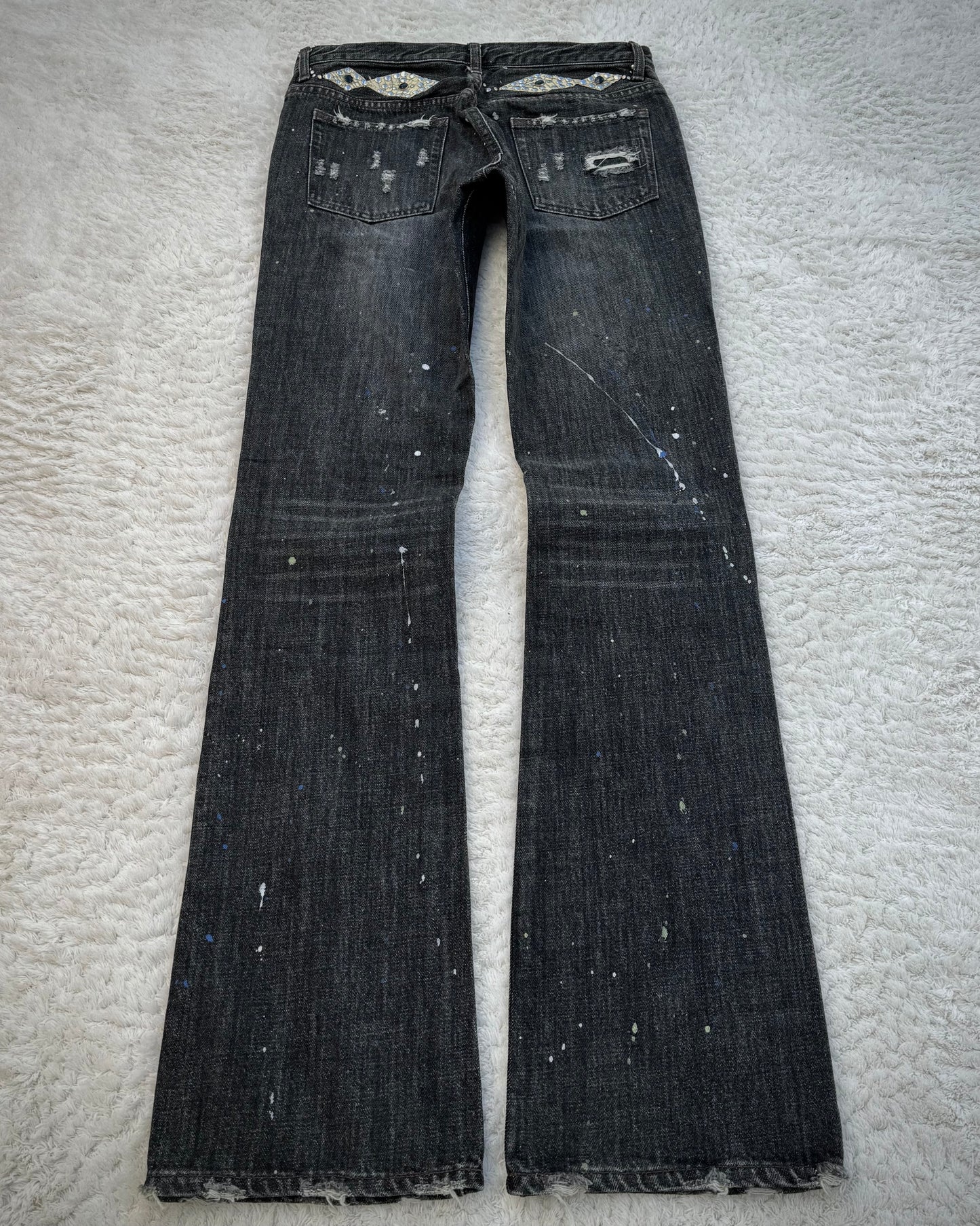 Schlüssel Snakeskin Patches Distressed Bootcut Denim