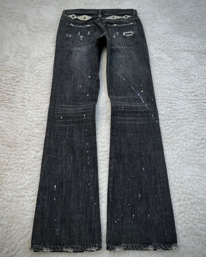 Schlüssel Snakeskin Patches Distressed Bootcut Denim