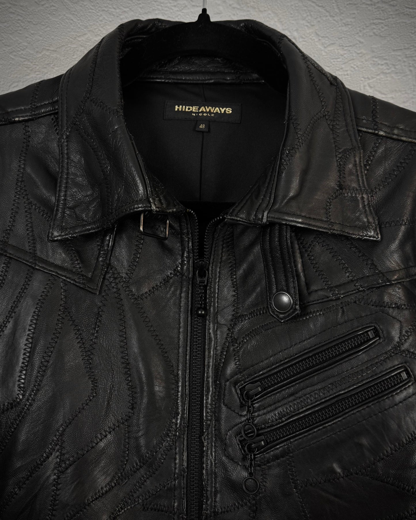 Hideaways Scar Stitched Leather Patchwork Jacket