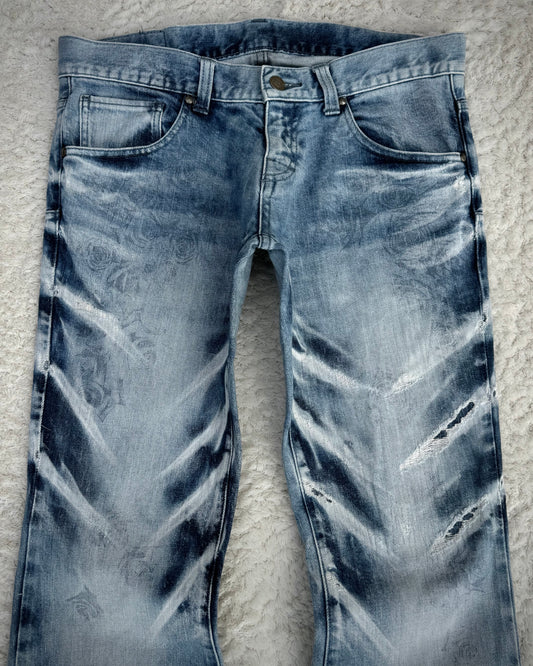 Tornado Mart Claw Marks Ocean Washed Rose Flared Jeans