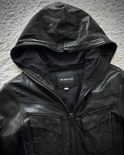 Buffalo Bobs Full Zip Hooded Leather Jacket