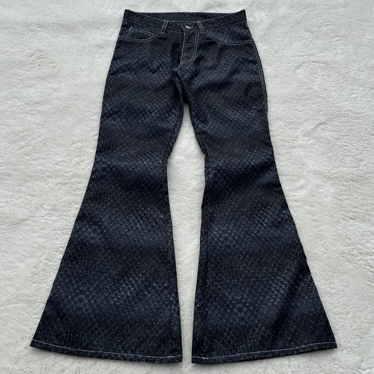 Waxed Snakeskin Bell Bottom Pants