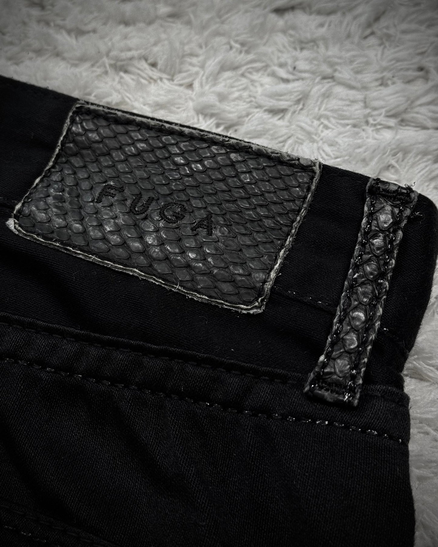 Fuga Python Detailed Clawmarks Waxed Slim Bootcut Pants