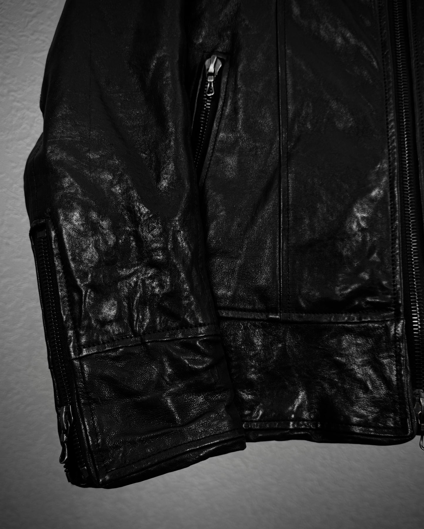 Shellac Fur Collar Leather Jacket
