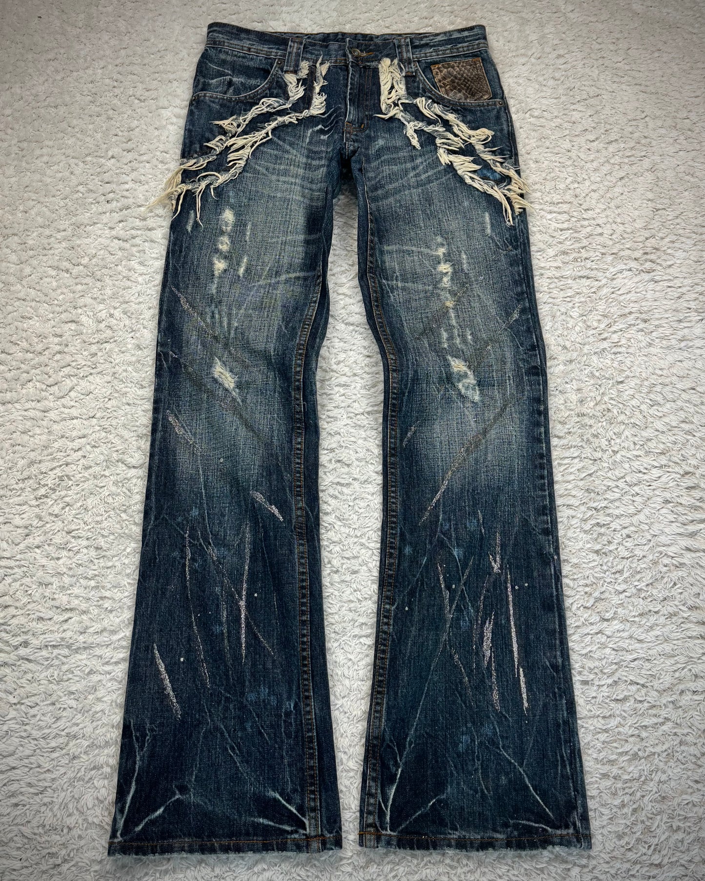 Semantic Design Python Fringed Luster Brushed Bootcut Denim