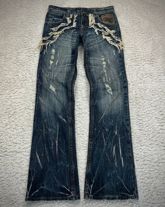 Semantic Design Python Fringed Luster Brushed Bootcut Denim