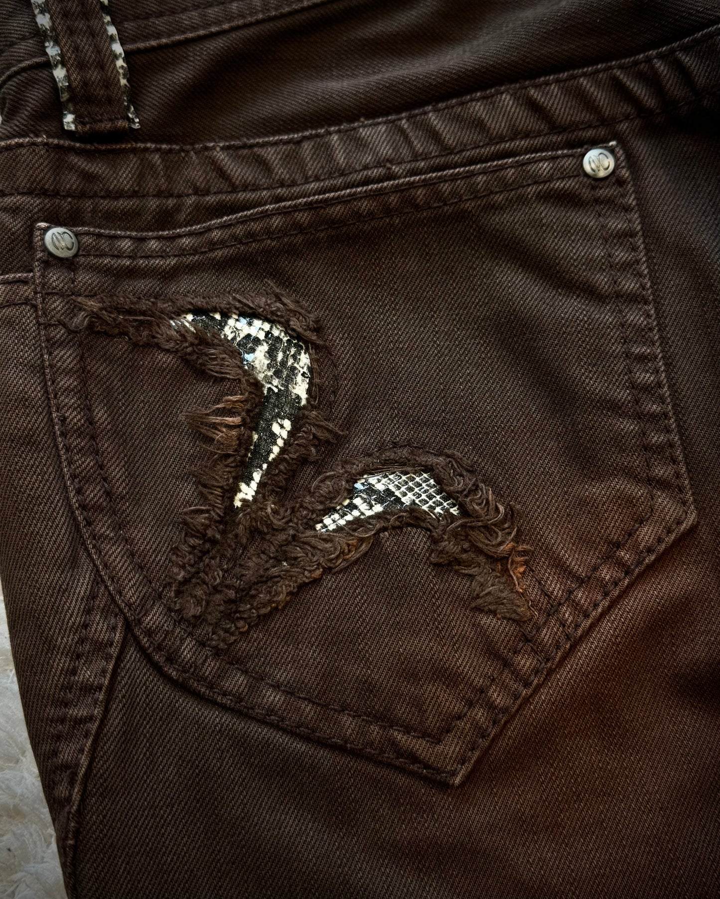 Nicole Club Python Detailed Clawmarks Washed Bootcut Jeans