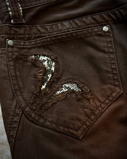 Nicole Club Python Detailed Clawmarks Washed Bootcut Jeans