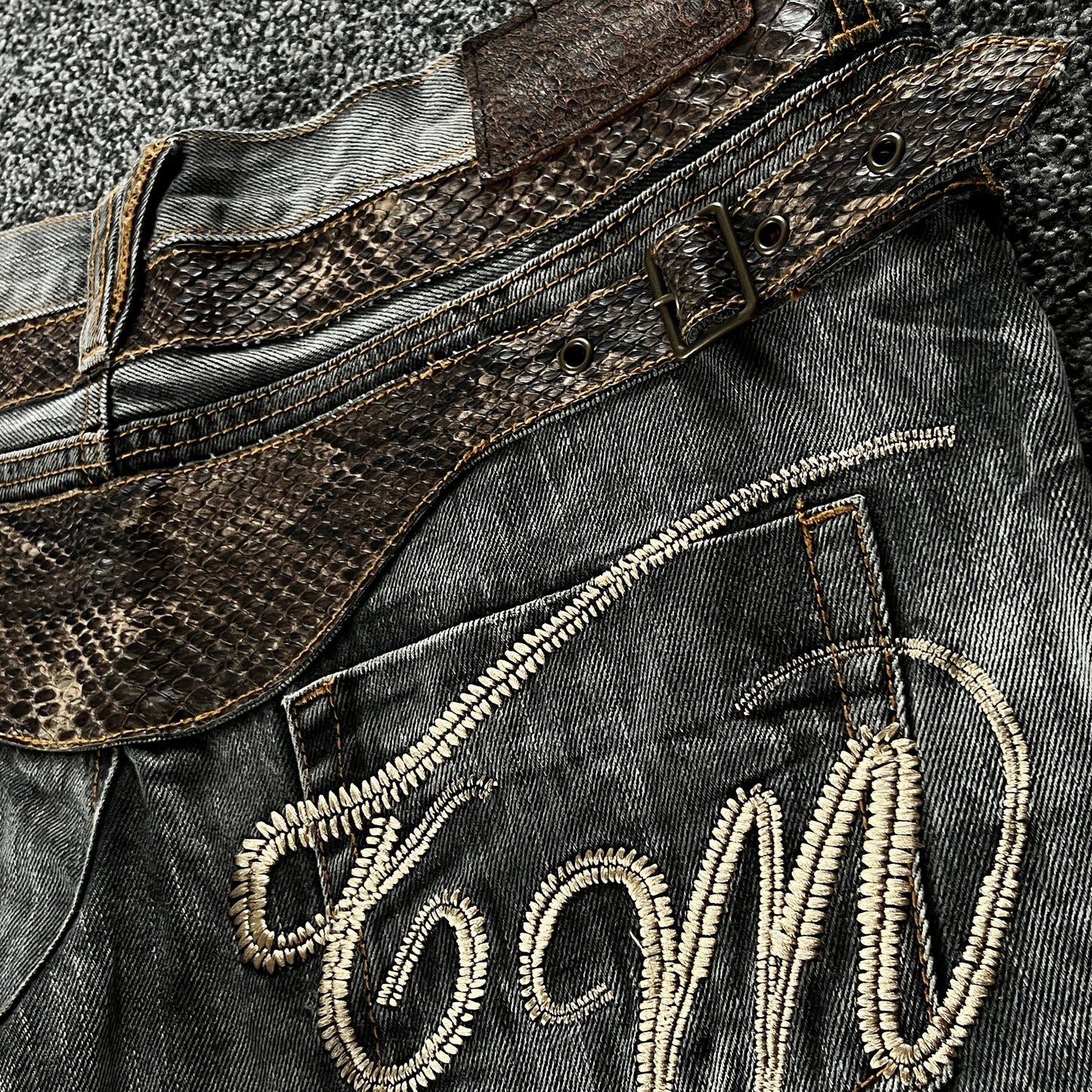 Tornado Mart Snakeskin Flared Denim