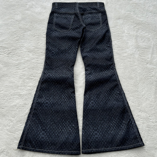 Waxed Snakeskin Bell Bottom Pants