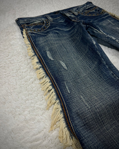Tornado Mart Spiral Fringe Flared Jeans