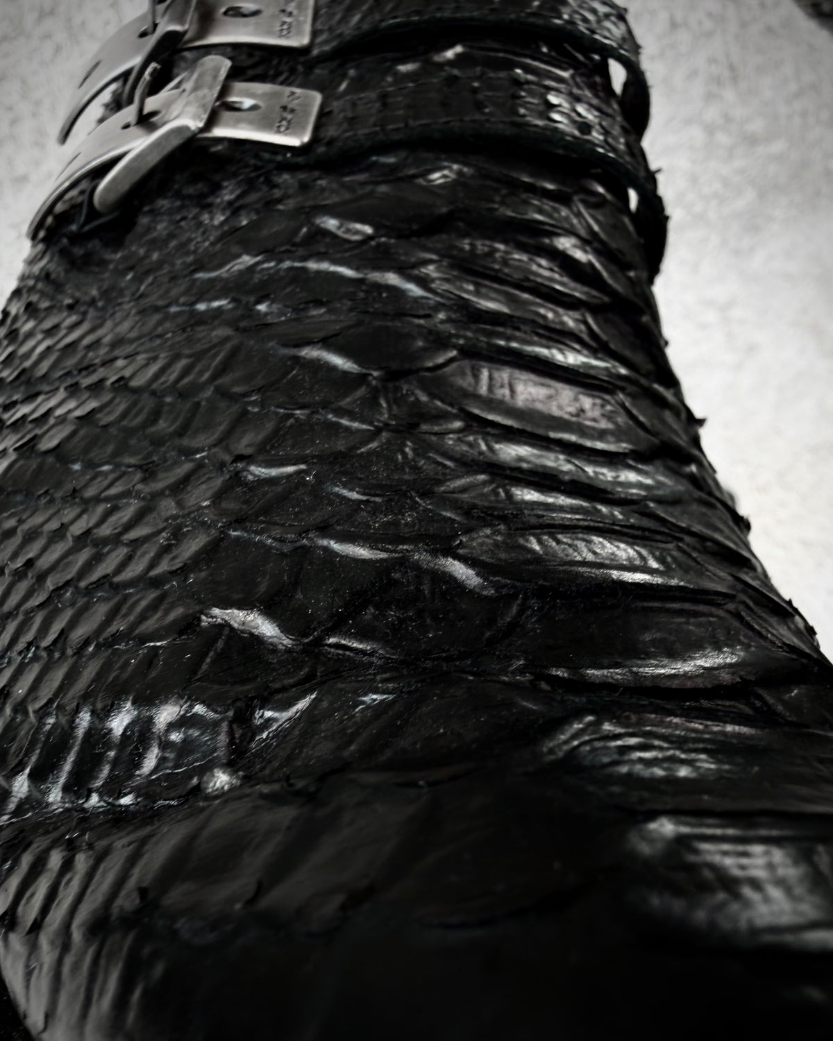 New Rock Python Textured Steel Heel Leather Boots