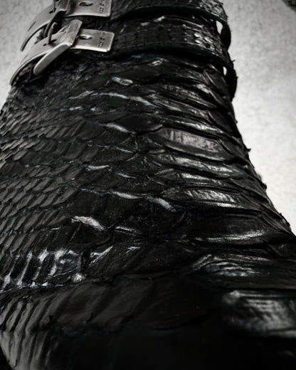 New Rock Python Textured Steel Heel Leather Boots