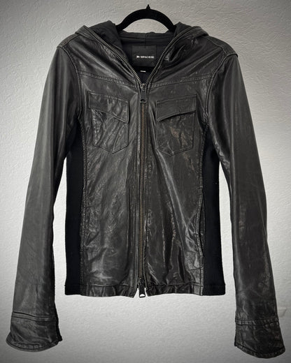 Buffalo Bobs Full Zip Hooded Leather Jacket