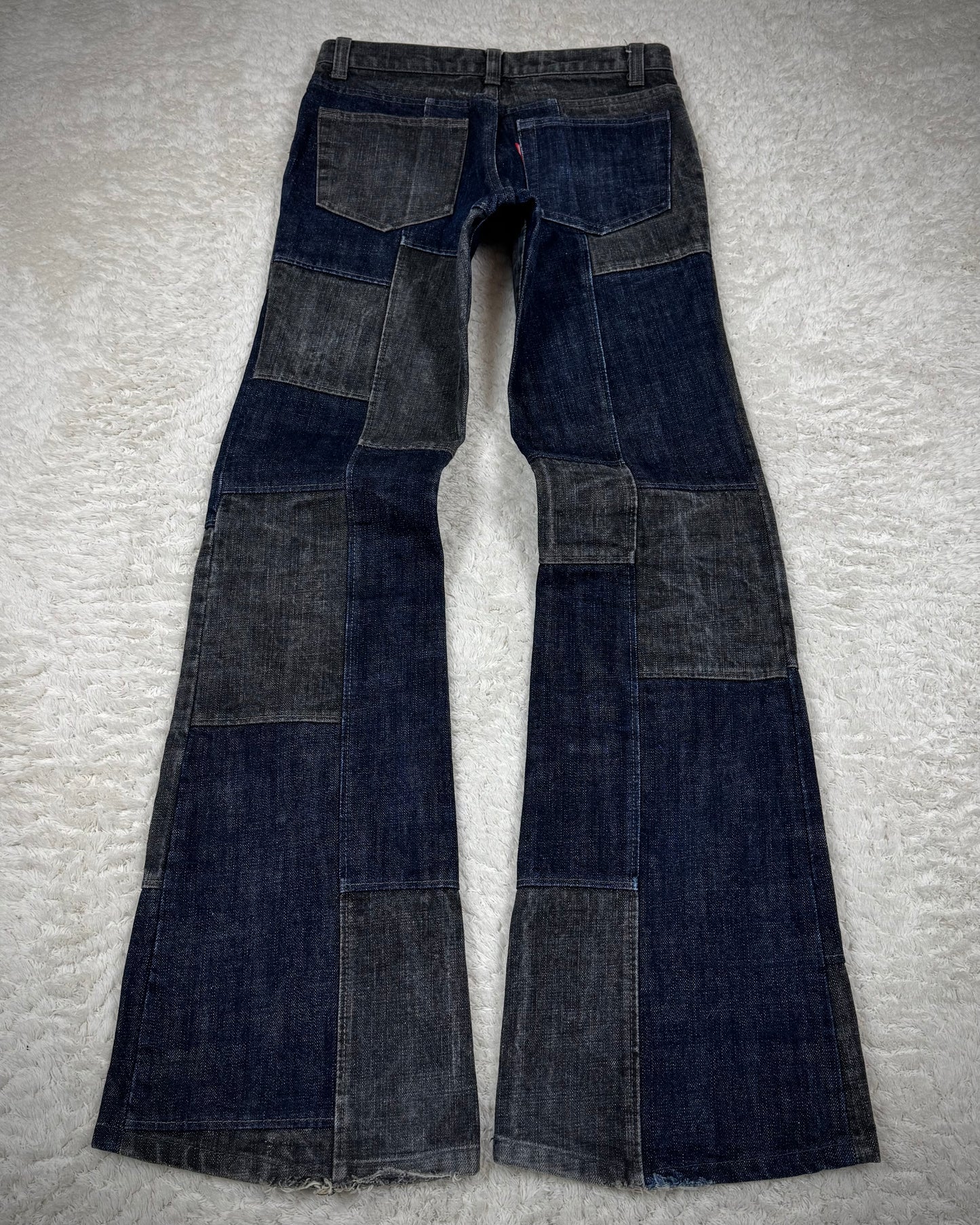 Tornado Mart Raw Denim Patchwork Flared Jeans