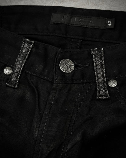 Fuga Python Detailed Clawmarks Waxed Slim Bootcut Pants