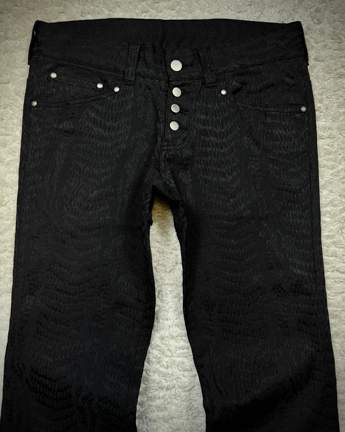 Tornado Mart Python Jacquard Flared Pants