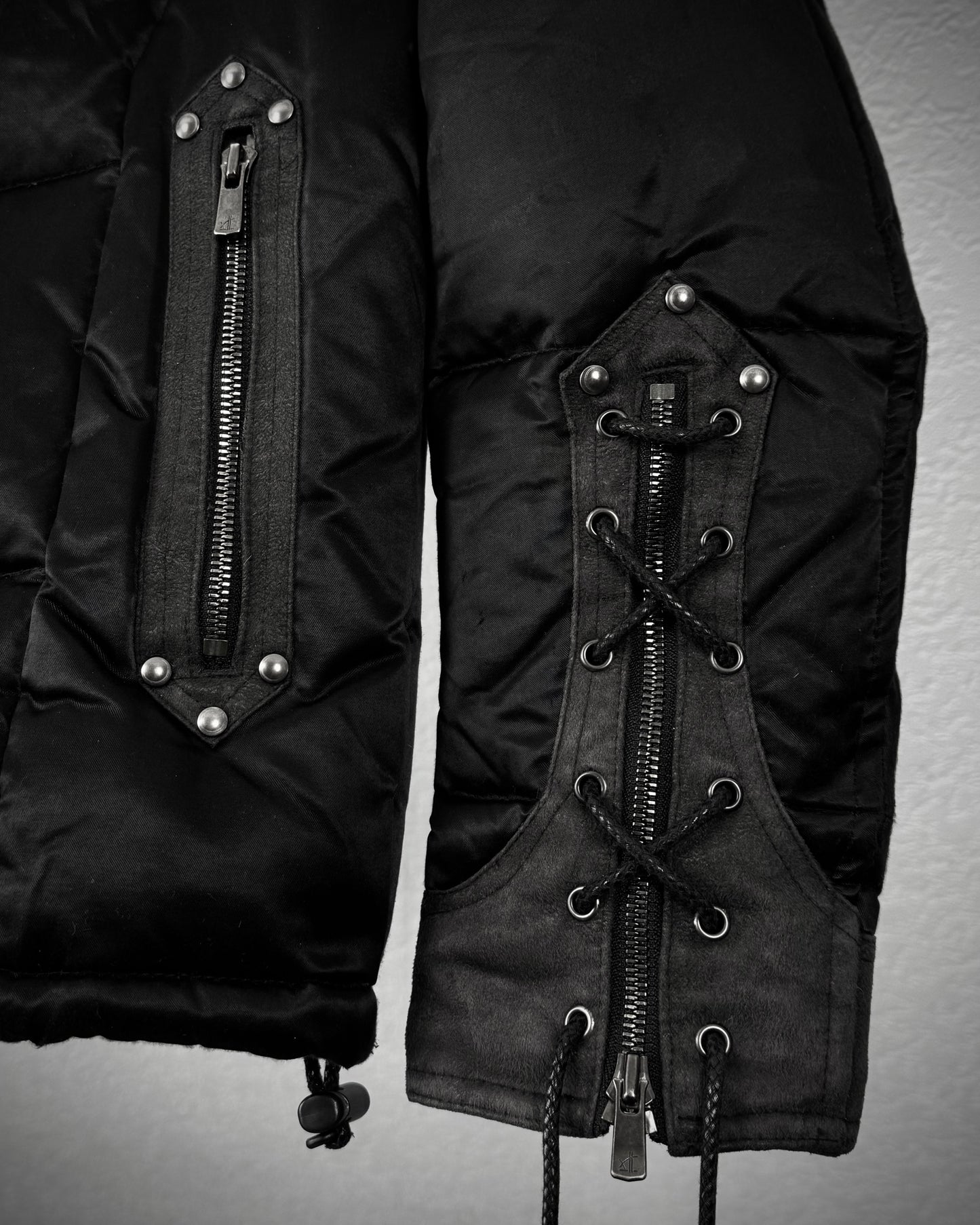 Schlüssel Rabbit Fur Lace Up Transformable Puffer Jacket