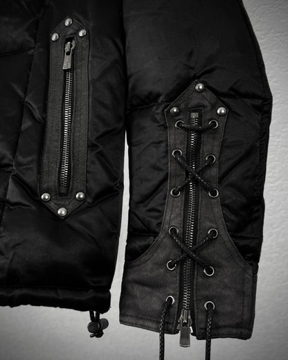 Schlüssel Rabbit Fur Lace Up Transformable Puffer Jacket