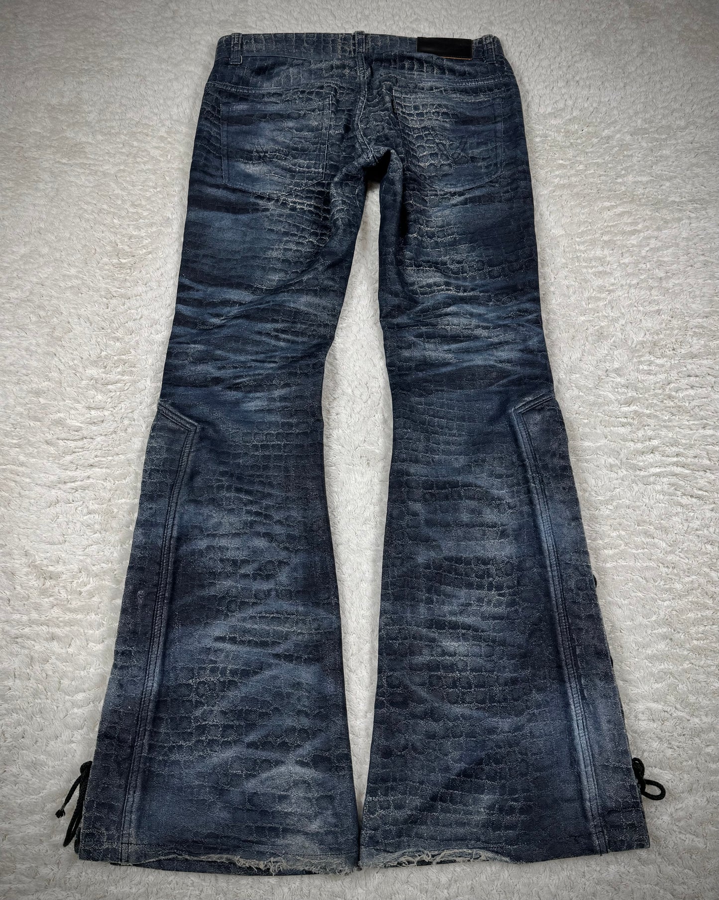 Tornado Mart Python Pattern Lace Up Flared Pants